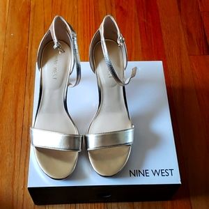 Nine West  Gold EMMERI3 8.5 Ankle Strap heels with ankle strap and 4 inch